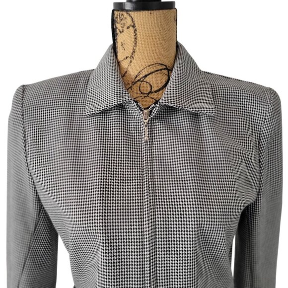 Michael Taylor Womens Houndstooth Jacket Black & White Zip Closure-S - Picture 3 of 9
